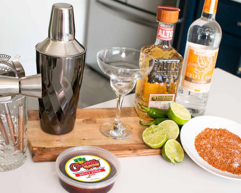 Spicy Jalapeno Margarita with Spicy Pina Chamoy